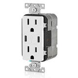 15 Amp White Duplex Tamper-Resistant Outlets with 6 Amp USB Dual Type-C Power Delivery In-Wall Chargers - Super Arbor
