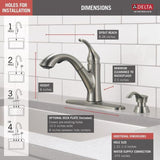 Delta Kessler Stainless 1-Handle Deck-Mount Pull-Out Handle Kitchen Faucet (Deck Plate Included)