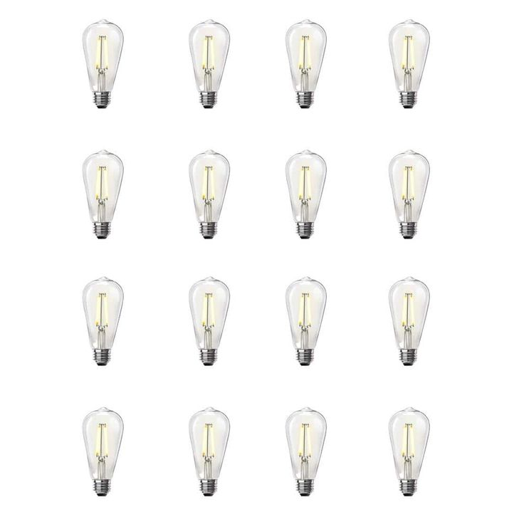 Feit Electric 60W Equivalent ST19 Dimmable LED Clear Glass Vintage Edison Light Bulb With Straight Filament Warm White (16-Pack)