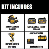 FLEXVOLT 60-Volt MAX Lithium-Ion Cordless Brushless 7-1/4 in. Circular Saw with Bonus 1/4 in. Impact Driver (Tool-Only) - Super Arbor