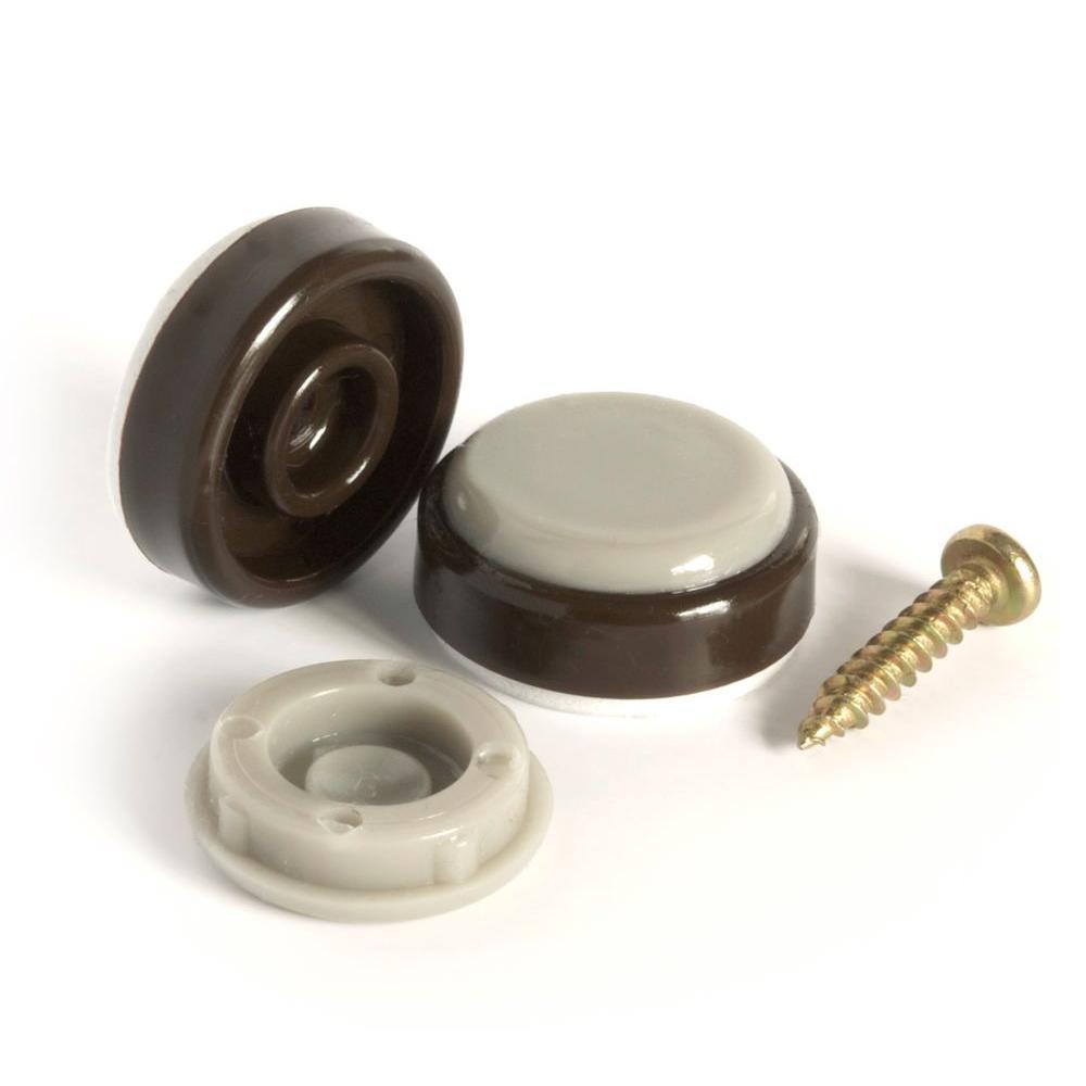 1 in. Round Chocolate Brown Self Stick or Screw On Floor Protector Chair Glides/Slider Feet (Set of 8)