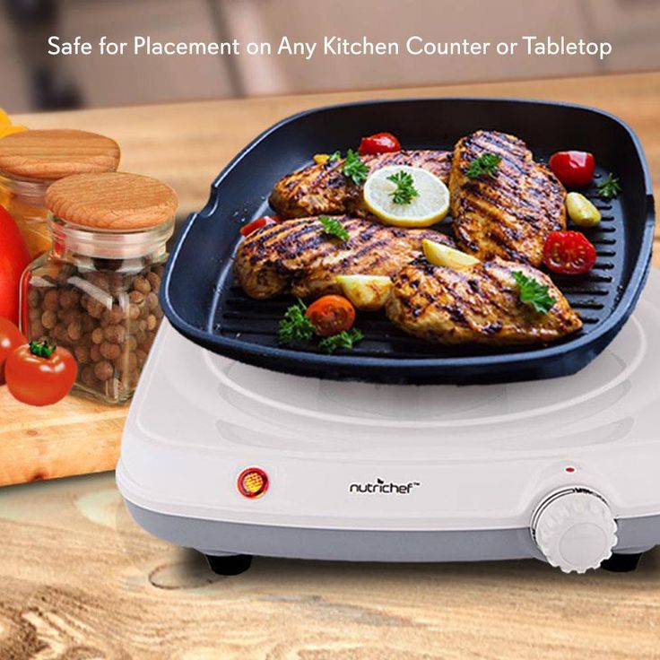 White Electric Countertop Burner - Buffet Hot Plate Burner with Adjustable Temperature