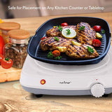 White Electric Countertop Burner - Buffet Hot Plate Burner with Adjustable Temperature