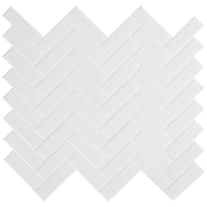MSI Retro Bianco Herringbone 12.2 in. x 10.83 in. x 6mm Glossy Porcelain Mesh-Mounted Mosaic Tile (13.8 sq. ft. / case)
