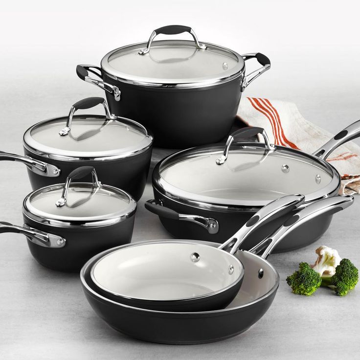 Gourmet Ceramica Deluxe 10-Piece Metallic Black Cookware Set with Lids