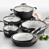 Gourmet Ceramica Deluxe 10-Piece Metallic Black Cookware Set with Lids