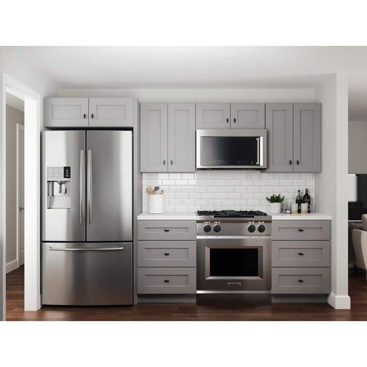 Home Decorators Collection Washington Veiled Gray Plywood Shaker Assembled Wall Kitchen Cabinet Soft Close 33 in W x 12 in D x 36 in H