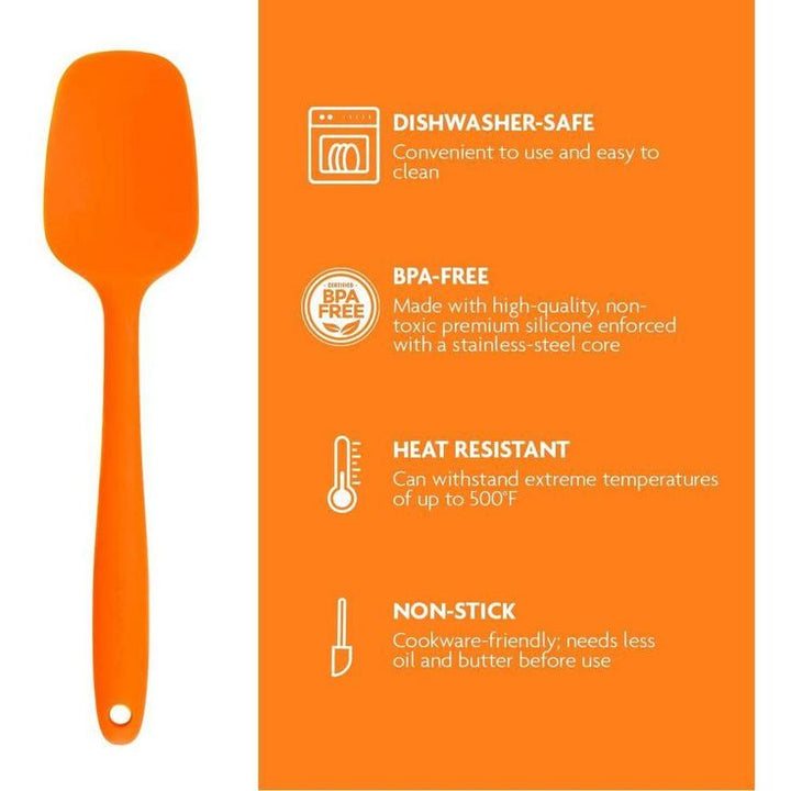 Premium Silicone BPA-Free Spatula, Stainless Steel Core, 500°F Heat-Resistant, Non-Stick, Dishwasher Safe (SP2001O)