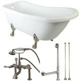 Slipper 5.6 ft. Acrylic Clawfoot Bathtub in White and Faucet Combo in Oil Rubbed Bronze - Super Arbor
