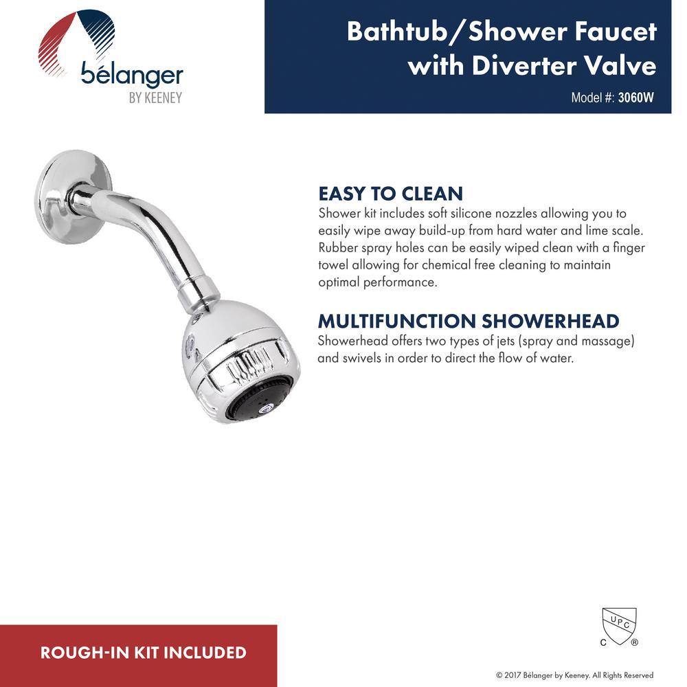 Belanger 3-Handle 2-Spray Tub and Shower Faucet in Polished Chrome (Valve Included) - Super Arbor