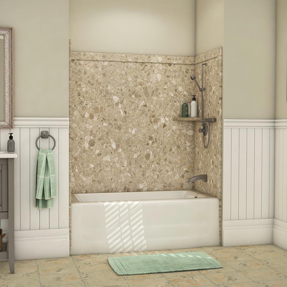 Elite 32 in. x 60 in. x 60 in. 9-Piece Easy Up Adhesive Tub Surround in Calypso - Super Arbor