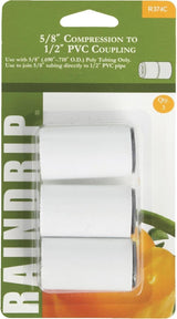Raindrip 5/8 in. Compression to 1/2 in. PVC Drip Irrigation Coupling Adapter, 3-Pack
