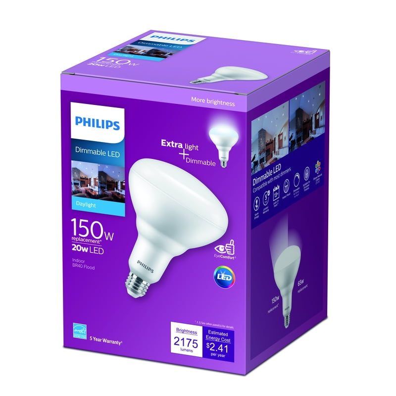 Philips 150-Watt Equivalent BR40 Dimmable LED Light Bulb, Daylight 5000K (1-Pack)