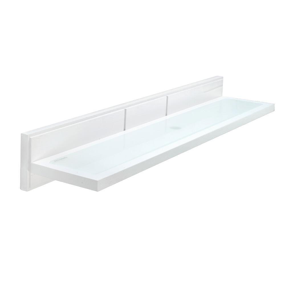 Maine 4.92 in. L x 3.15 in. H x 23.62 in. W Wall-Mounted Opaque Glass Bathroom Shelf in White - Super Arbor