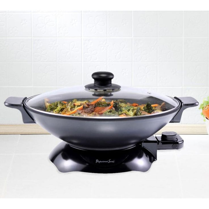 Electric Wok 14 in. D Skillet Steel Black