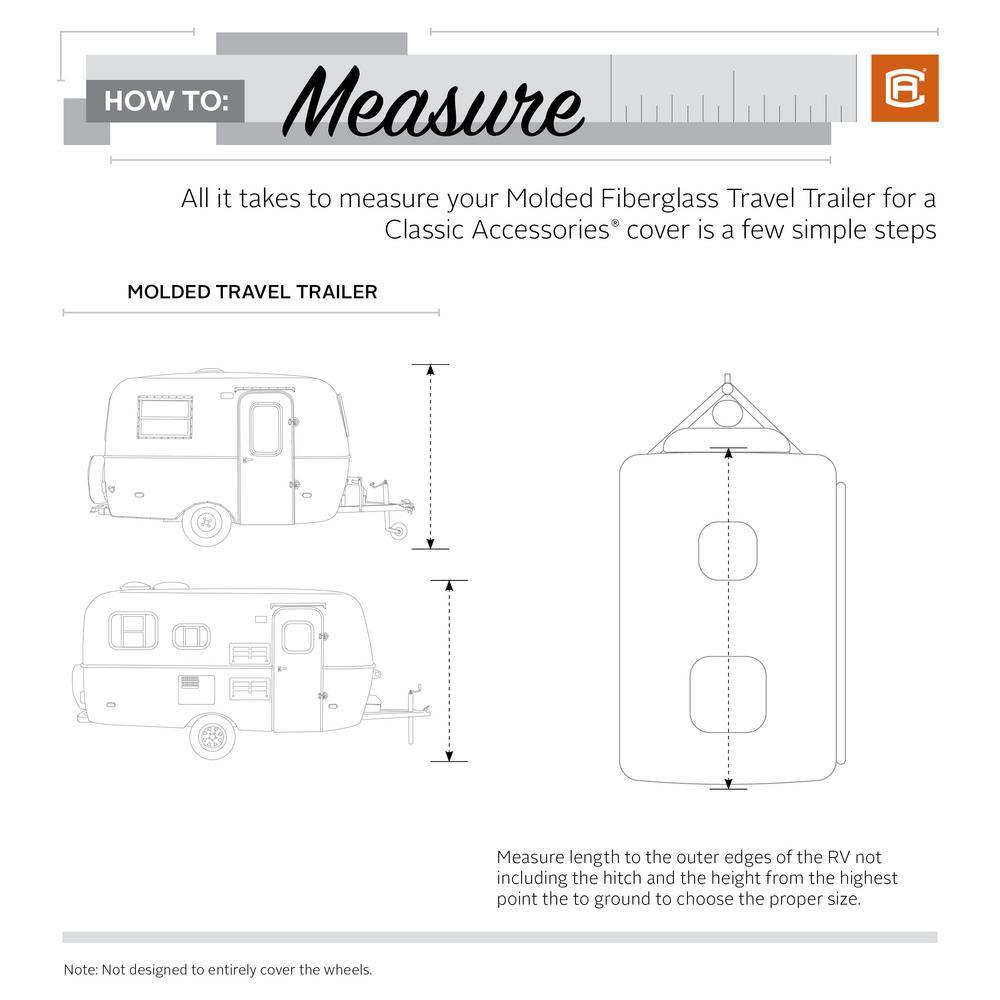Classic Accessories Over Drive PermaPRO Molded Fiberglass Travel Trailer Cover, Fits up to 8 ft.-10 ft. long RVs - Super Arbor