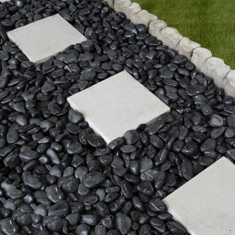 Rain Forest 0.4 cu. ft. 2 in. to 3 in., 30 lbs. Black Super Polished Pebbles - Super Arbor