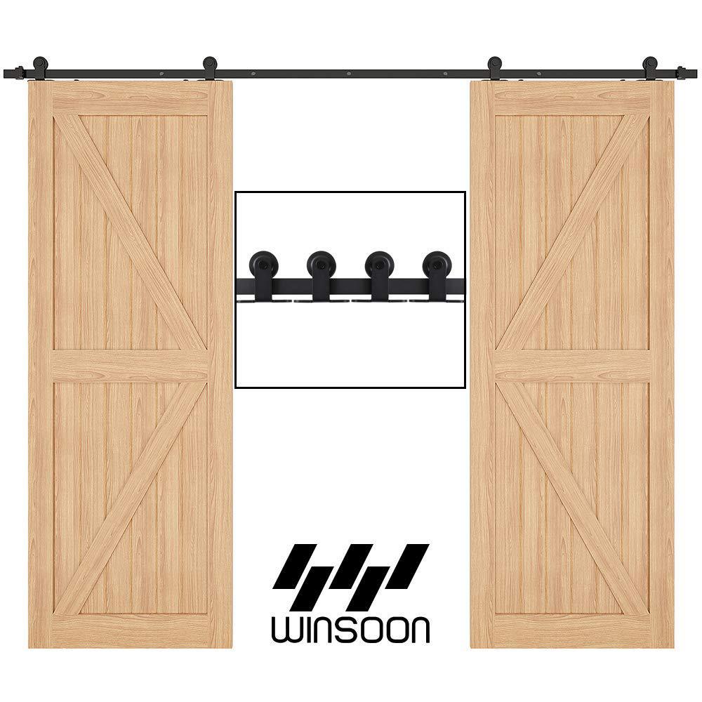 9 ft. /108 in. Top Mount Sliding Barn Door Hardware Track Kit for Double Doors with Non-Routed Floor Guide - Super Arbor