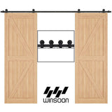 12 ft. /144 in. Top Mount Sliding Barn Door Hardware Track Kit for Double Doors with Non-Routed Floor Guide - Super Arbor