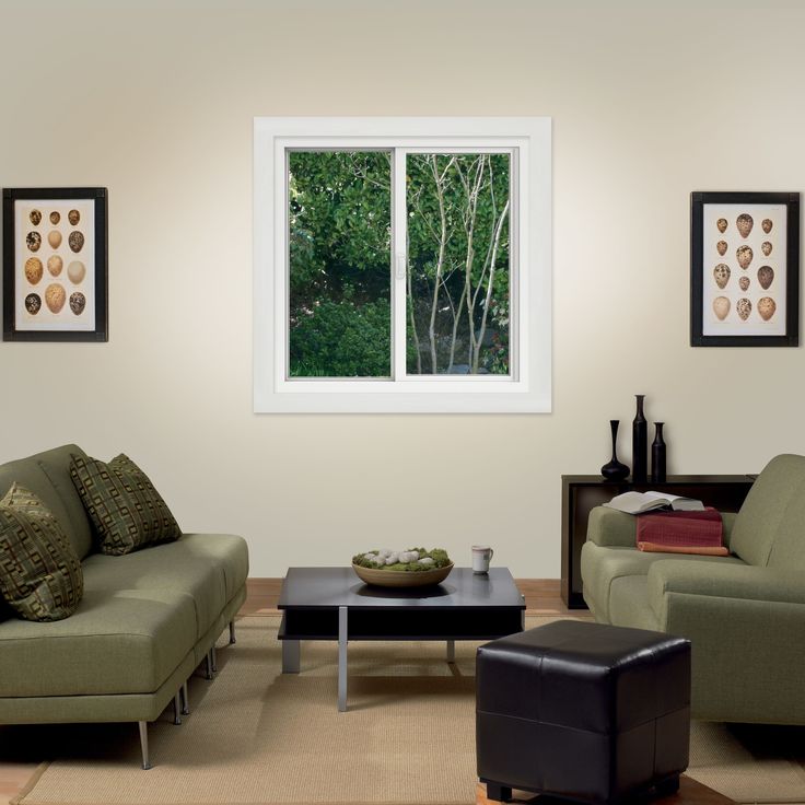 JELD-WEN FiniShield V-4500 35-1/2-in x 35-1/2-in x 3-in Jamb Left-operable Vinyl Black Sliding Window Full Screen Included