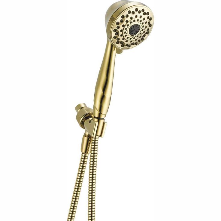 7-Spray 3.8 in. Single Wall Mount Handheld Shower Head in Polished Brass