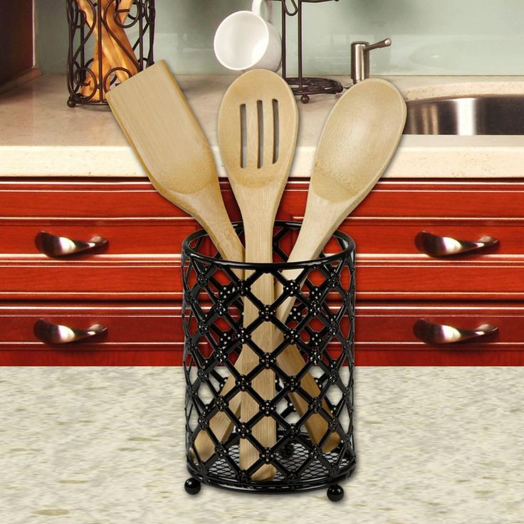 Black Lattice Cutlery Holder