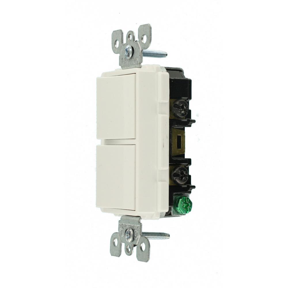 Decora 15 Amp Single Pole Dual Switch, White - Super Arbor