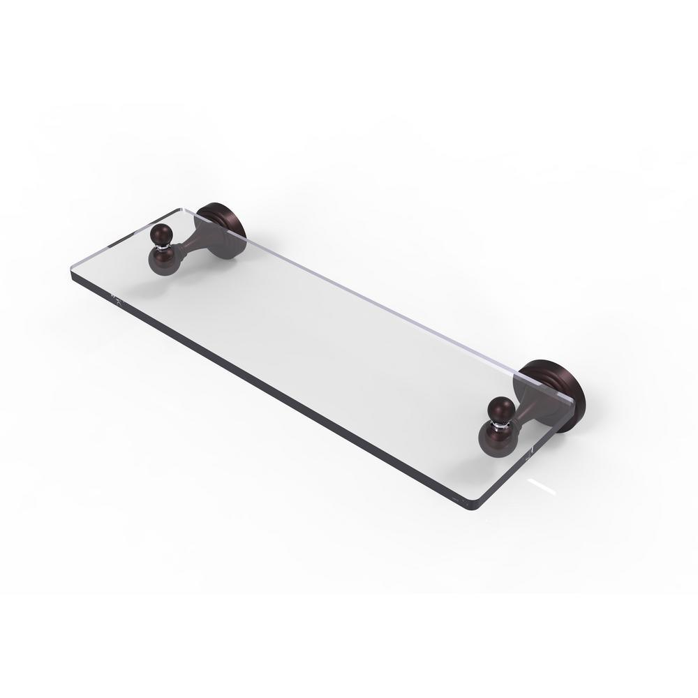 Sag Harbor Collection 16 in. Glass Vanity Shelf with Beveled Edges in Satin Nickel - Super Arbor