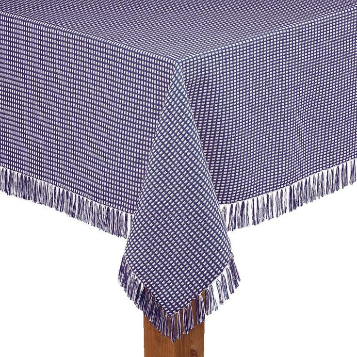 Homespun Fringed 60 in. x 102 in. Red 100% Cotton Tablecloth
