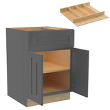 Grayson 24 in. W x 24 in. D x 34.5 in. H Assembled Plywood Base Kitchen Cabinet in Deep Onyx with Utility Soft Close