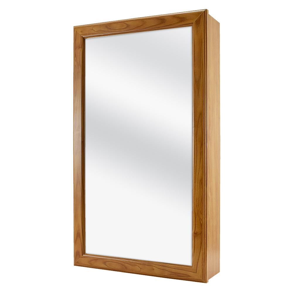 15-1/4 in. W x 26 in. H Framed Surface-Mount Bathroom Medicine Cabinet in Oak - Super Arbor
