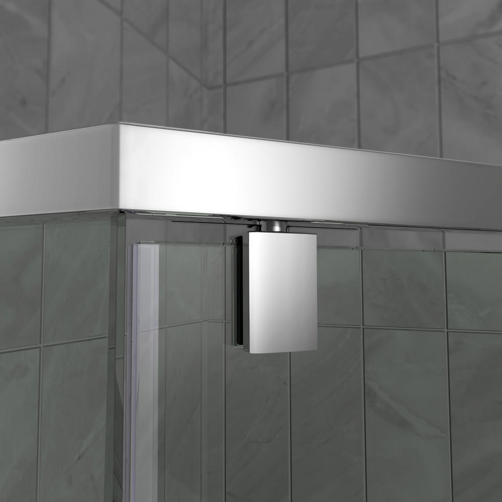 Prism 40-1/8 in. x 40-1/8 in. x 72 in. Semi-Frameless Neo-Angle Pivot Shower Enclosure in Brushed Nickel - Super Arbor