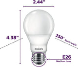 Philips 60-Watt Equivalent A19 Dimmable Warm White LED Light Bulb, Warm Glow Effect, E26 Base, 800 Lumens, 4-Pack