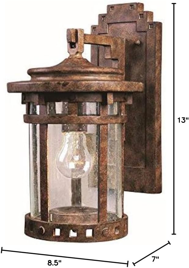 Maxim Lighting Santa Barbara VX 13-in H Outdoor Wall Lantern, Sienna Finish with Seedy Glass, Hardwired Incandescent