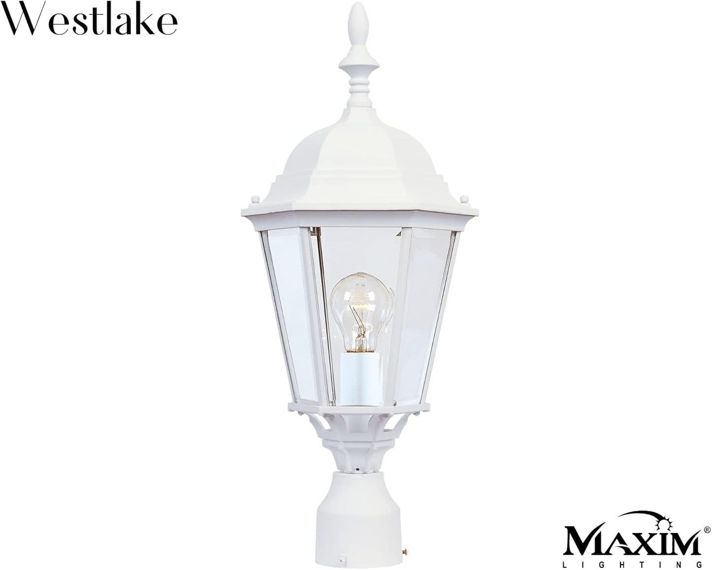 Maxim Lighting Westlake 21-in Outdoor Post Light, White, 60W, Clear Glass