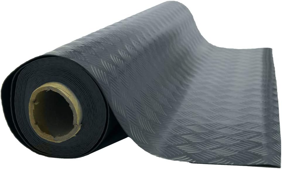 Rubber-Cal "Diamond-Grip" 4 ft. x 30 ft. Black Commercial PVC Flooring