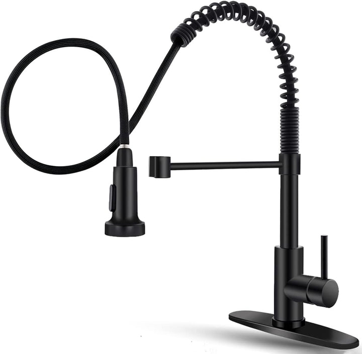 OWOFAN Black Kitchen Faucet with Pull Down Sprayer - Stainless Steel, Single Handle, Dual Function