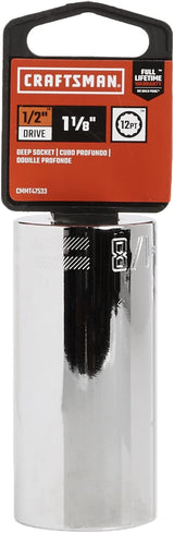 CRAFTSMAN Standard (SAE) 1/2-in Drive 12-Point 1-1/8-in Deep Socket