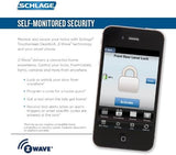 Schlage Camelot Aged Bronze Connect Smart Lock with Built‑In Alarm and Accent Lever Handleset, Left-Hand, Z-Wave
