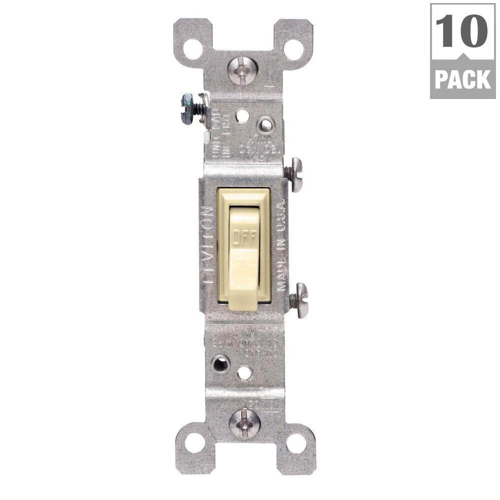 15 Amp Single Pole Switch, Ivory (10-Pack) - Super Arbor