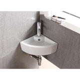 Elanti Wall-Mounted Corner Bathroom Sink in White