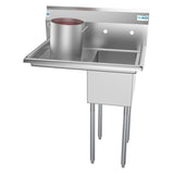 Freestanding Stainless Steel 31 in. 2-Hole Single Bowl Commercial Kitchen Sink