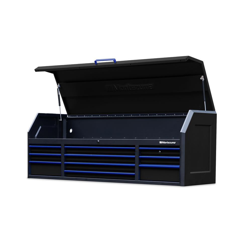 20 in. x 72 in. 26-Drawer Tool Chest and Cabinet Combo with Power and USB Outlets in Black and Blue - Super Arbor
