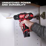 Milwaukee M12 12V Li-Ion Cordless 4-Tool Combo Kit with (2) 1.5Ah Batteries, Charger + PACKOUT Hole Saw Set (10‑Pc)