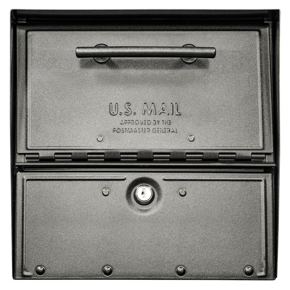 Oasis Eclipse Pewter Locking Parcel Mailbox with Red Flag - Super Arbor