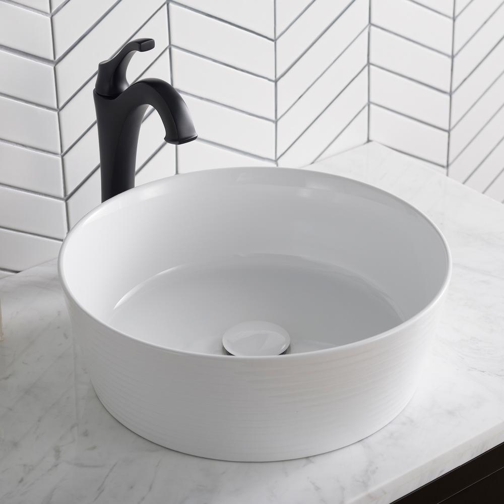Viva 15-3/4 in. Round Porcelain Ceramic Vessel Sink in White - Super Arbor