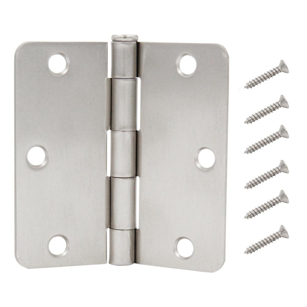 Everbilt 3-1/2 in. x 1/4 in. Radius Satin Nickel Door Hinge