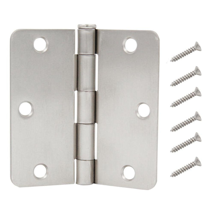 Everbilt 3-1/2 in. x 1/4 in. Radius Satin Nickel Door Hinge