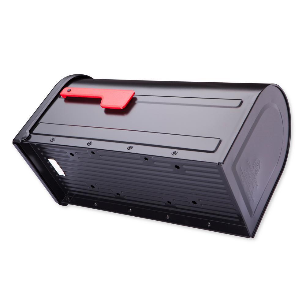 Barrington Post Mount Mailbox Black with Red Flag - Super Arbor