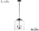 Maxim Lighting Acadia Black Transitional Seeded Glass Bell Pendant Light, 13.75" Diameter x 16" Height, 3-Light